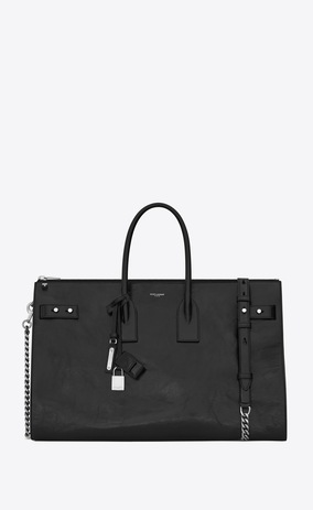 SAINT LAURENT Sac De Jour Supple Woman sac de jour souple 36h duffle bag in black moroder leather a_V4